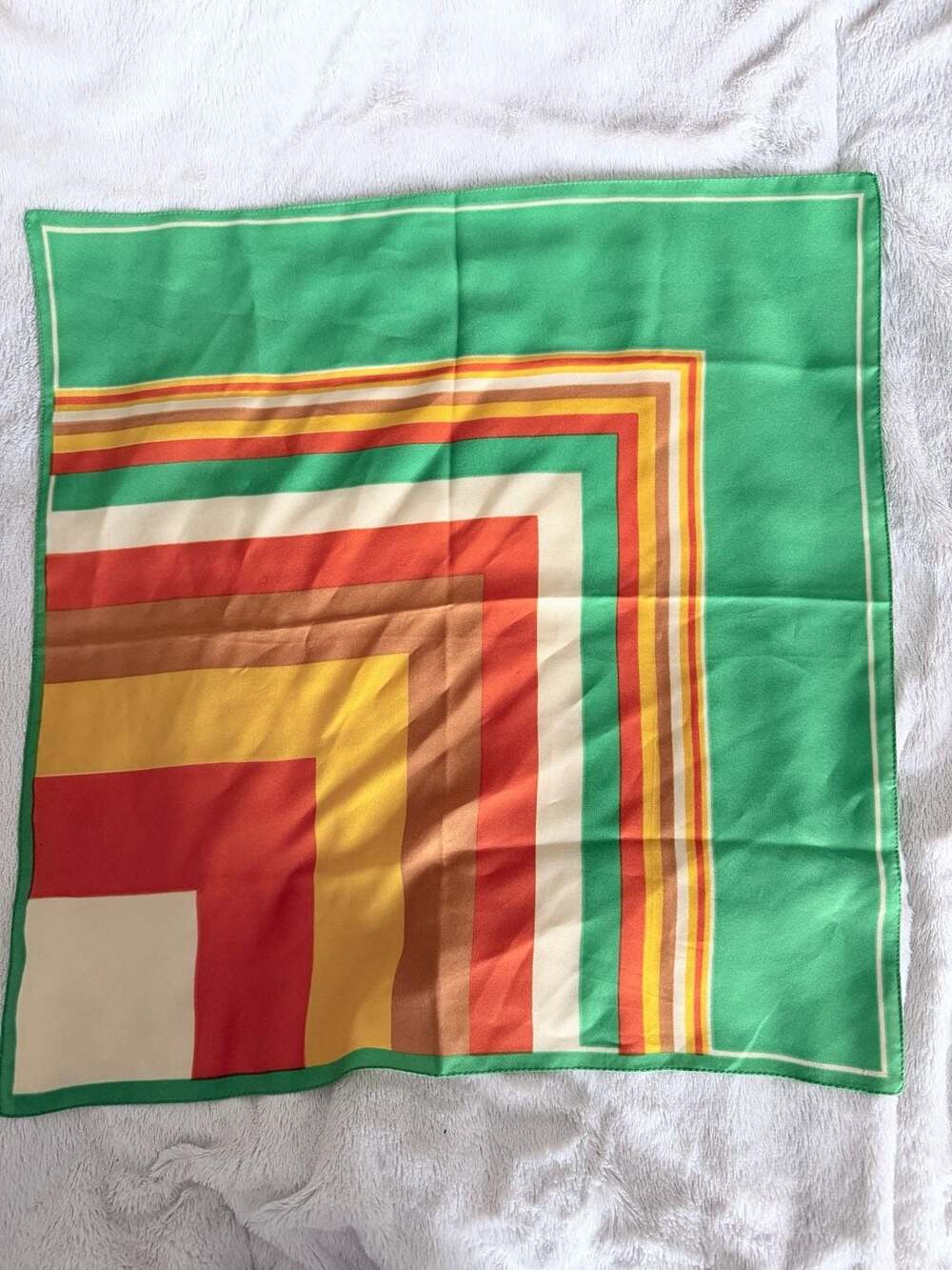 Echo Vintage Geometric Striped Square Scarf 19" x 19" Made in Italy